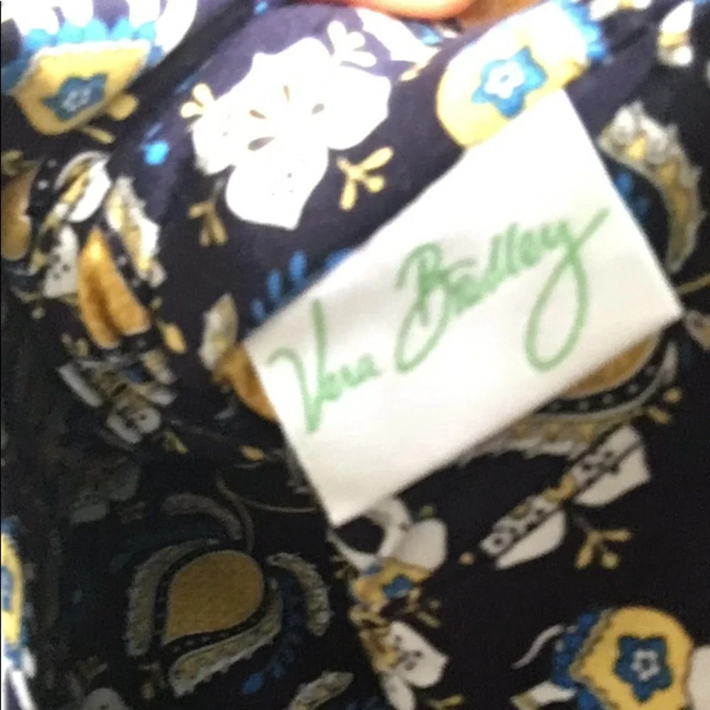 Vera Bradley Eloise Ellie Blue Yellow Paisley Shoulder Carryall Style Bag - Picture 7 of 11
